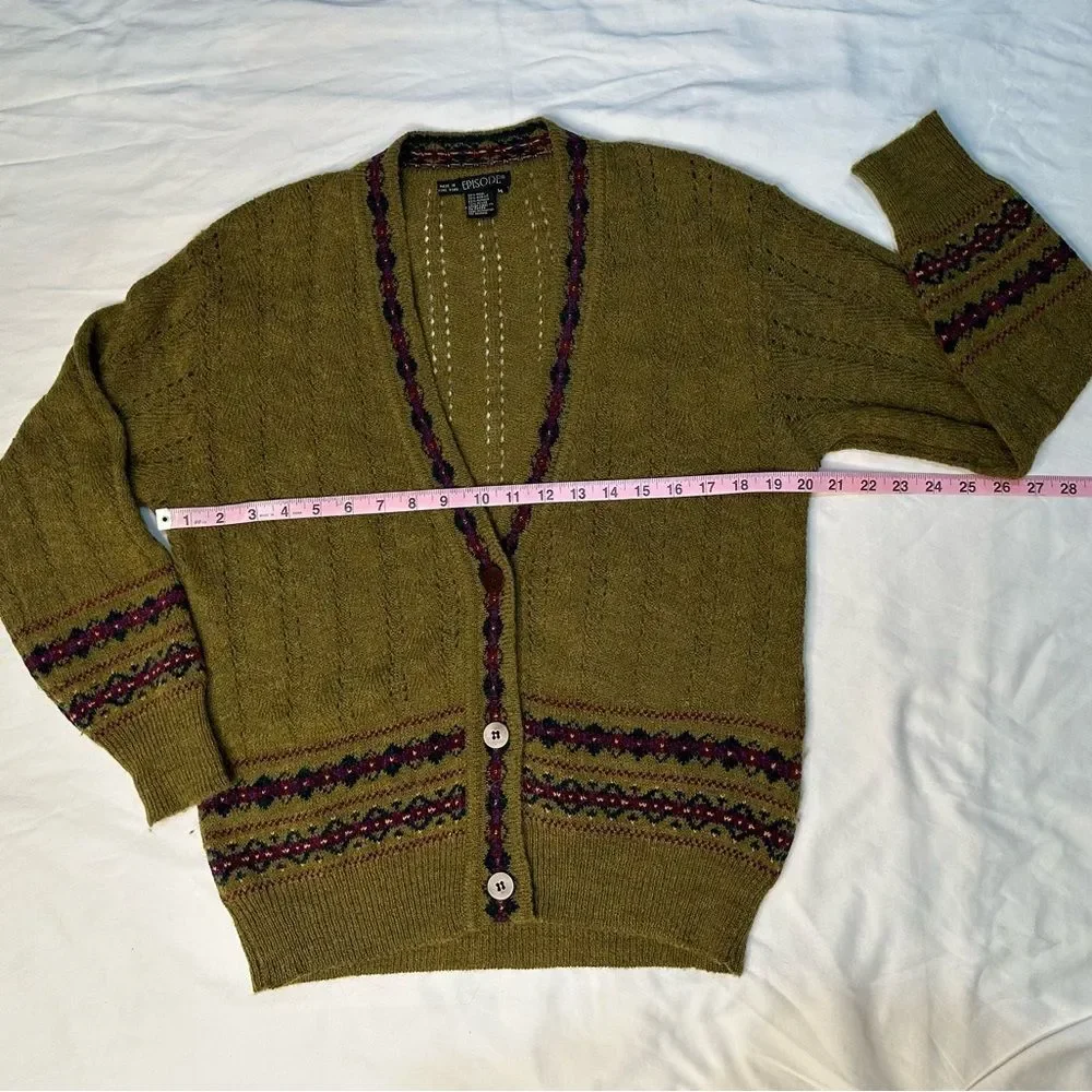 Vintage Episode Alpaca Wool Blend Cardigan Fair Isle Knit Cottagecore/Boho Sz M - Picture 6 of 10
